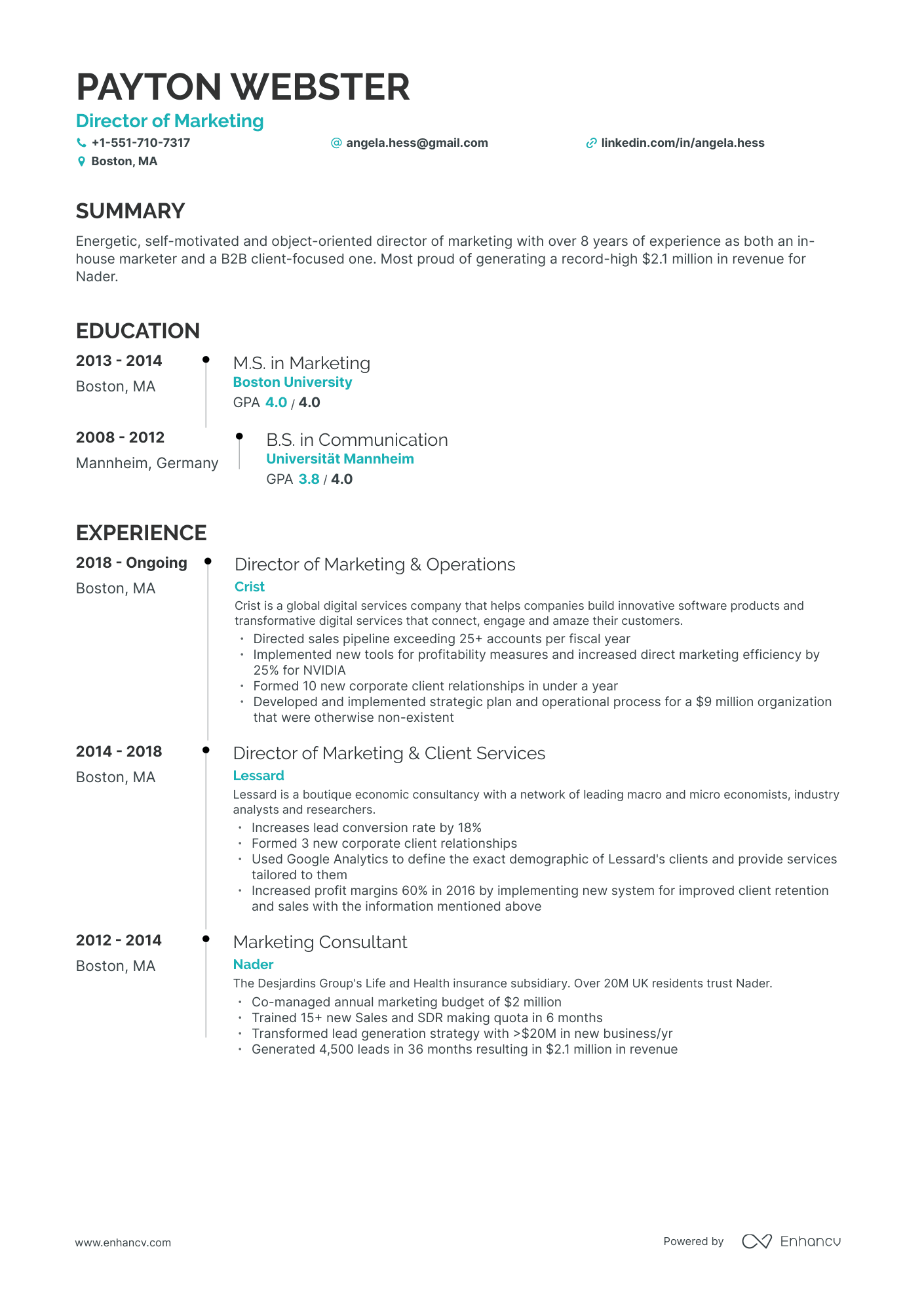 8 Marketing Director Resume Examples & Guide for 2024