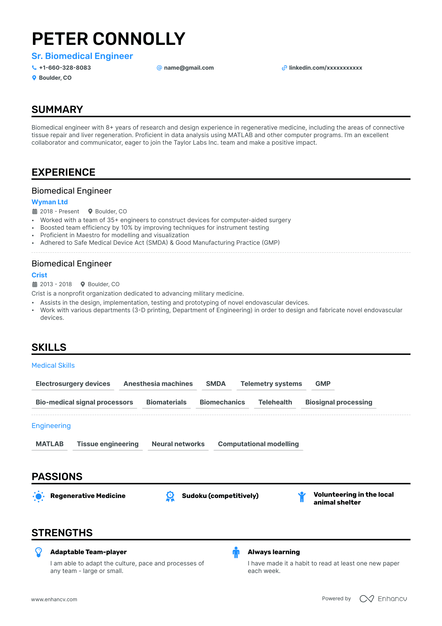 5 Biomedical Engineer Resume Examples & Guide for 2024