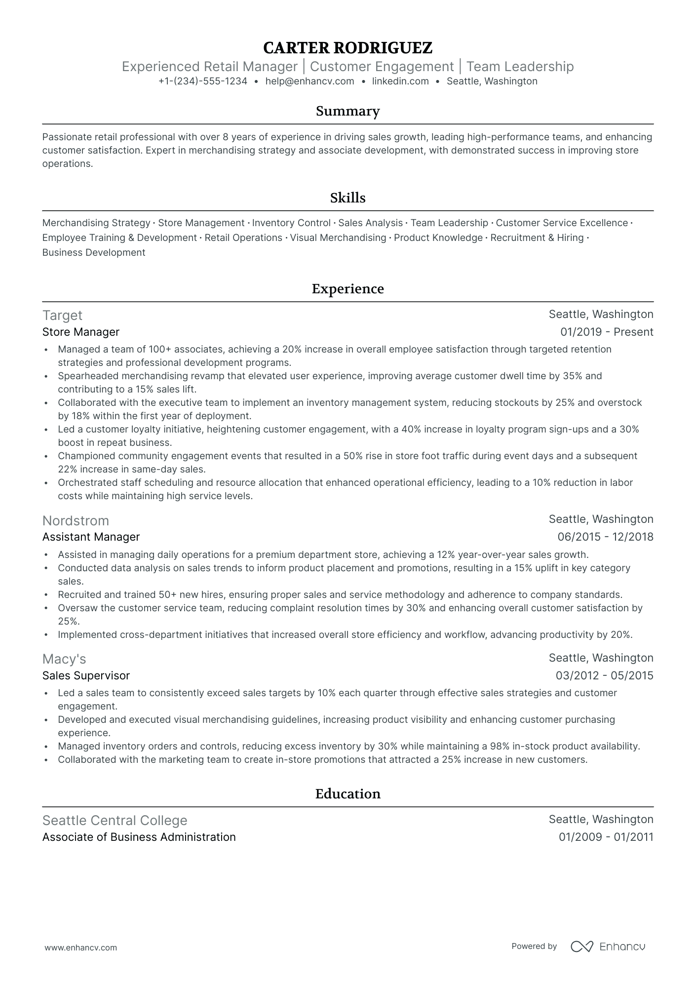 5 Assistant Store Manager Resume Examples & Guide for 2024