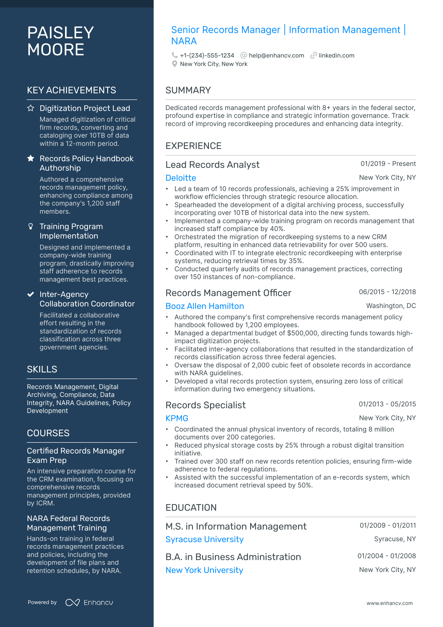 Example Capture Manager Win Sheet For Resume Example.pdf 10 Records Manager Resume Examples & Guide for 2026
