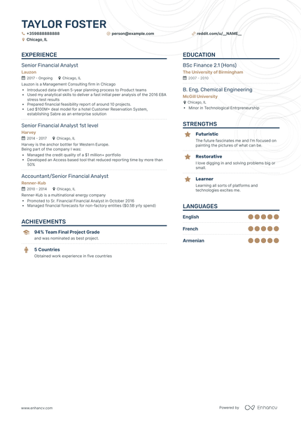 5 Senior Financial Analyst Resume Examples & Guide for 2023