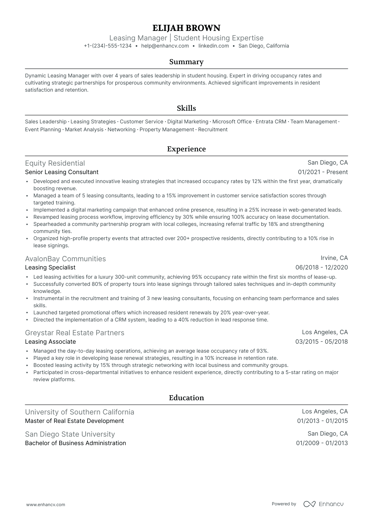 5 Leasing Manager Resume Examples & Guide For 2024