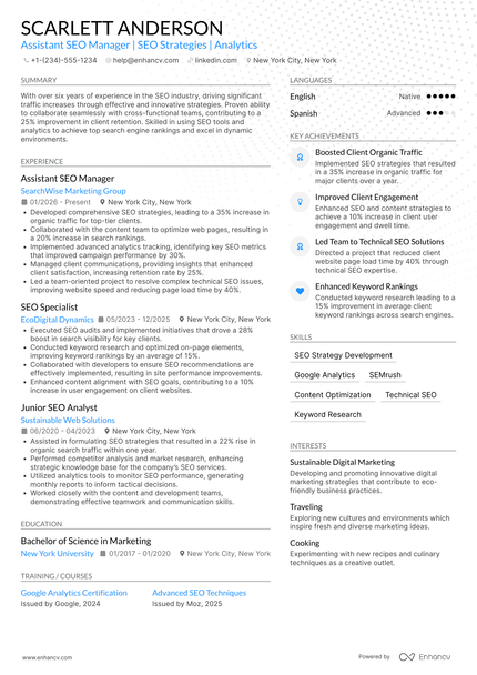 12 SEO Manager Resume Examples & Guide for 2026