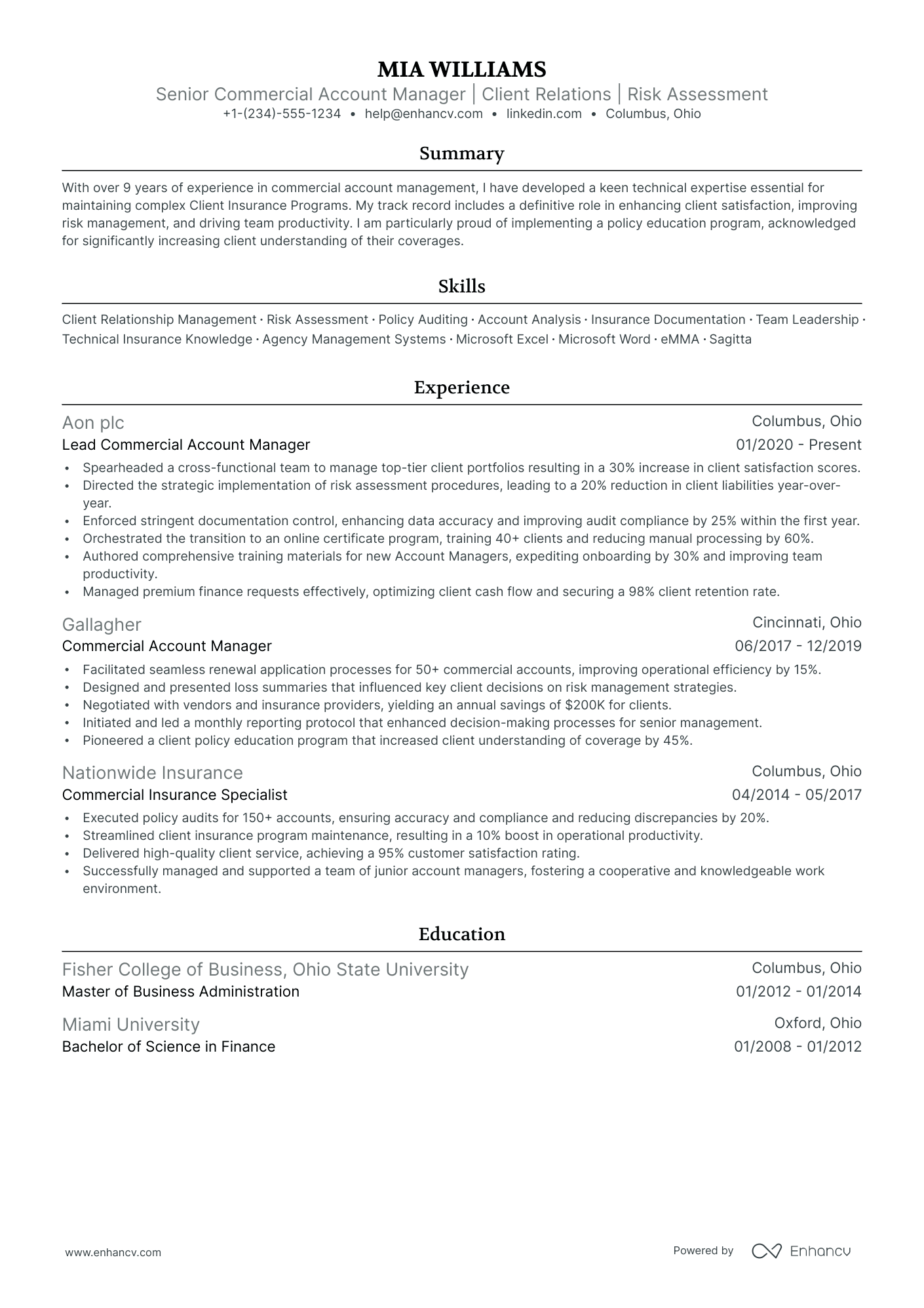 5 Commercial Account Manager Resume Examples & Guide for 2024