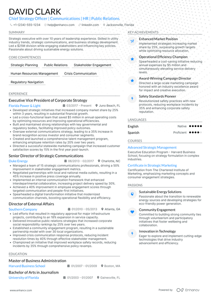 A resume example of a Chief Marketing and Strategy Officer