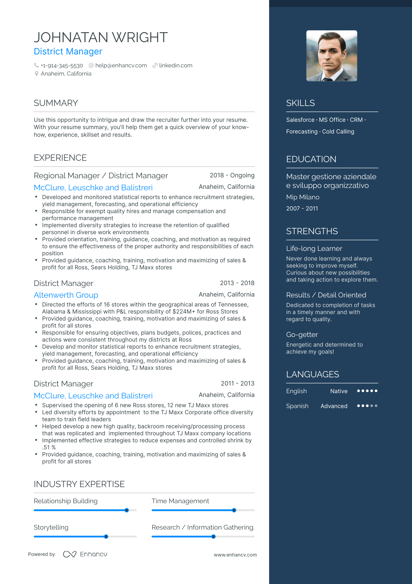 district manager job description for resume