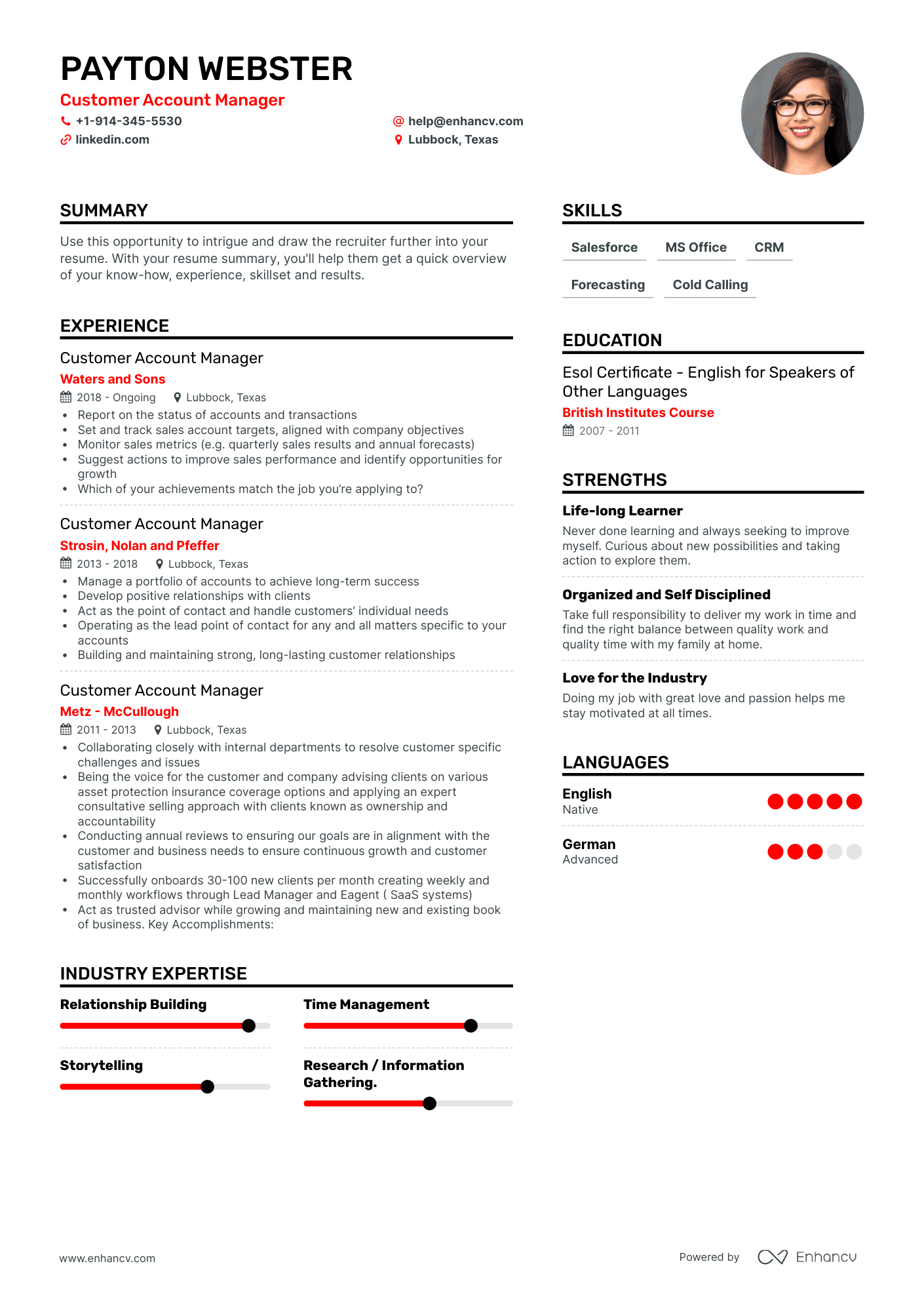 Customer Account Manager Resume Examples & Guide for 2023 (Layout ...