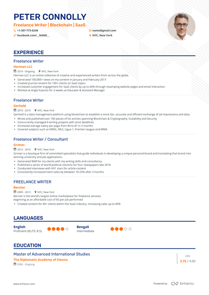 5 Freelance Writer Resume Examples & Guide for 2024