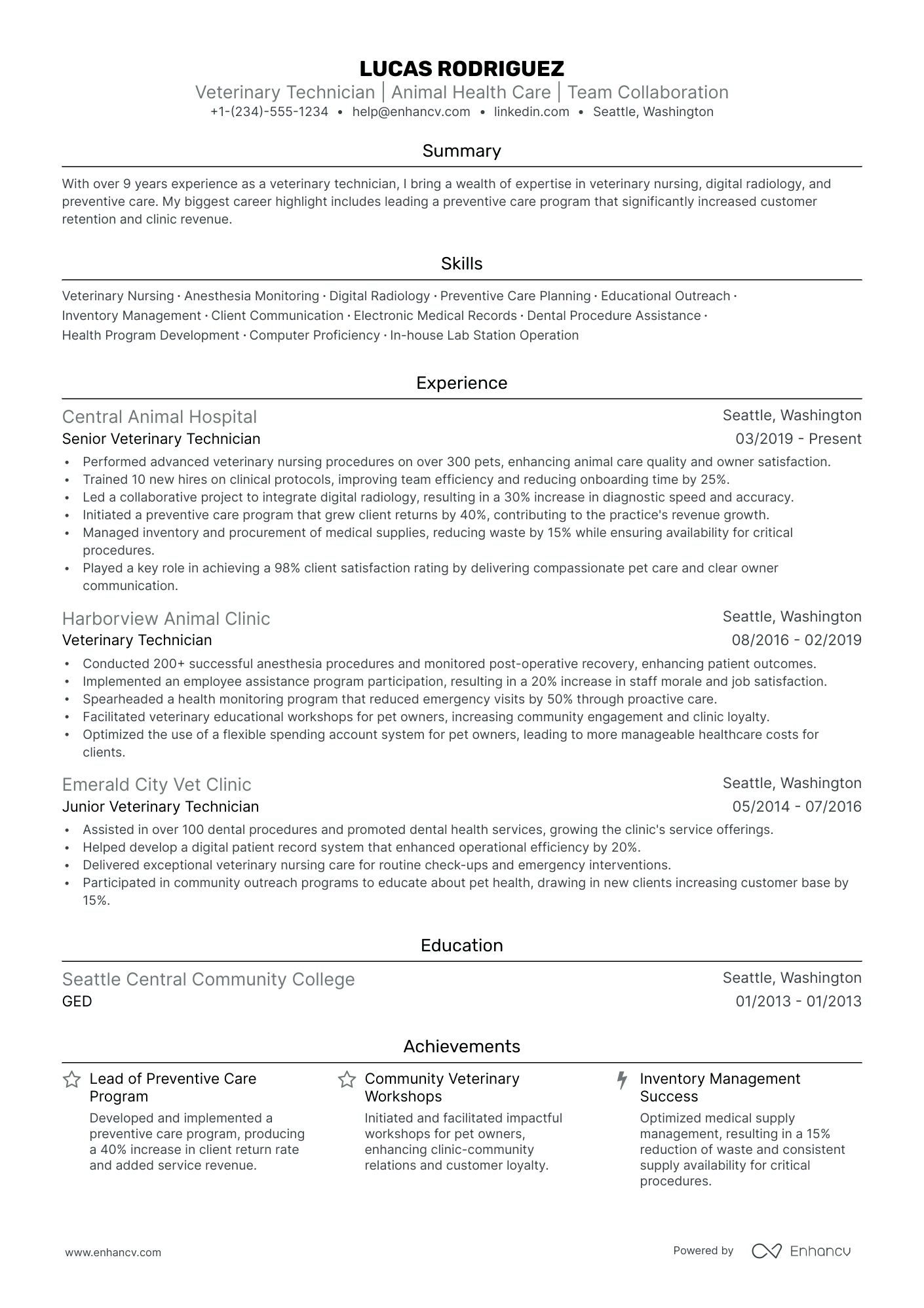 5 Veterinary Nurse Resume Examples & Guide for 2024