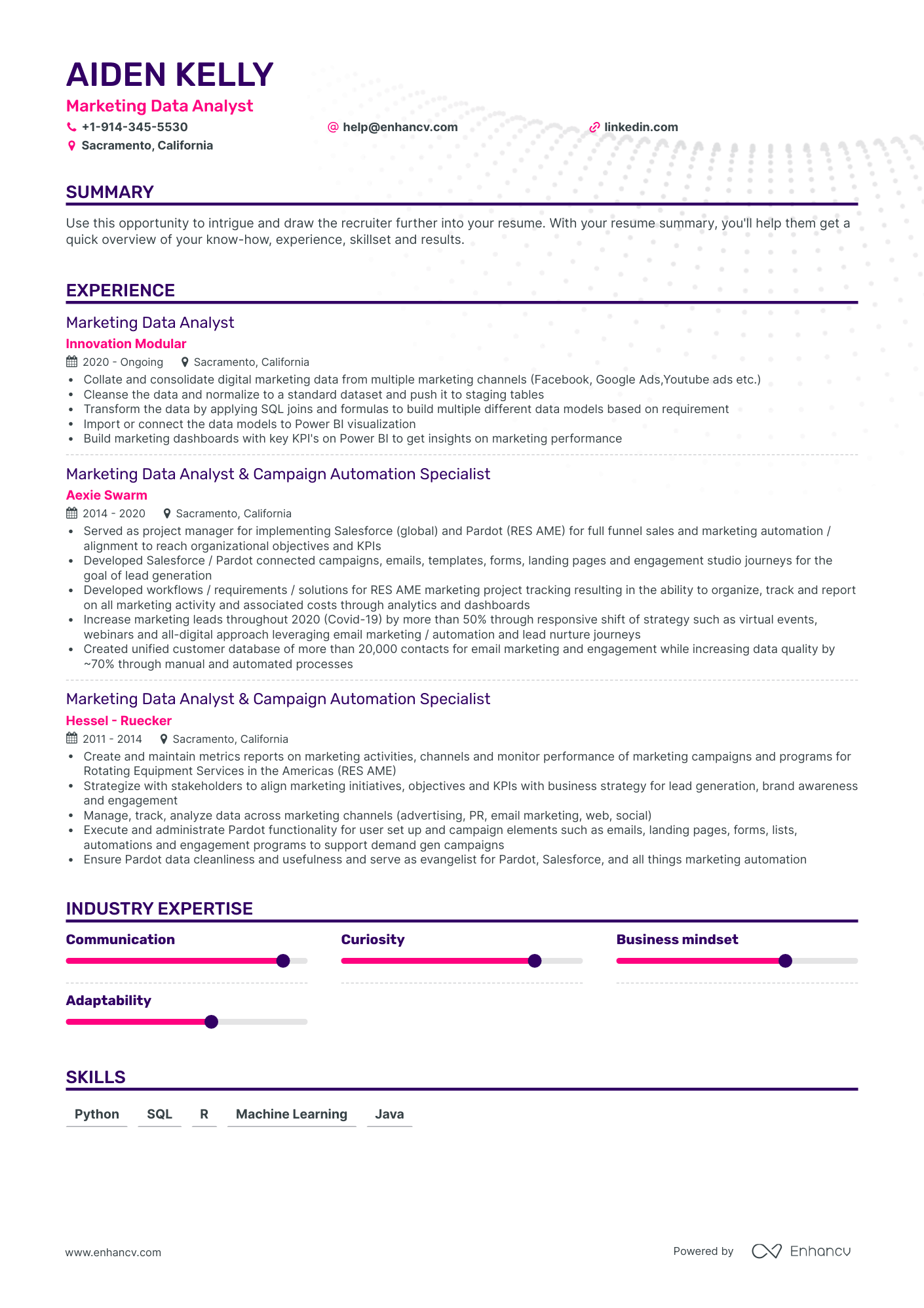 Marketing Data Analyst Resume Examples & Guide for 2023 (Layout, Skills ...