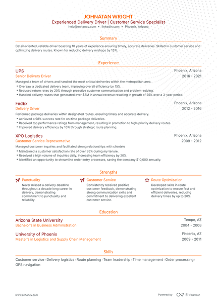 5 Food Delivery Driver Resume Examples & Guide for 2023