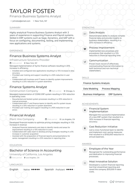 5 Finance Business Analyst Resume Examples & Guide for 2023