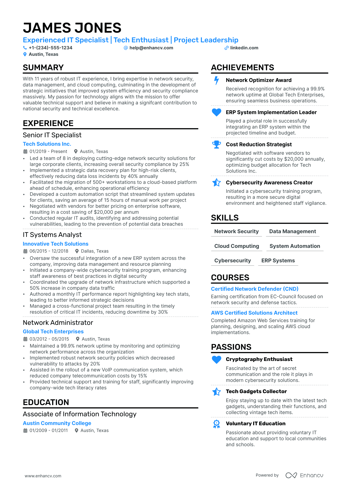 Military resume example