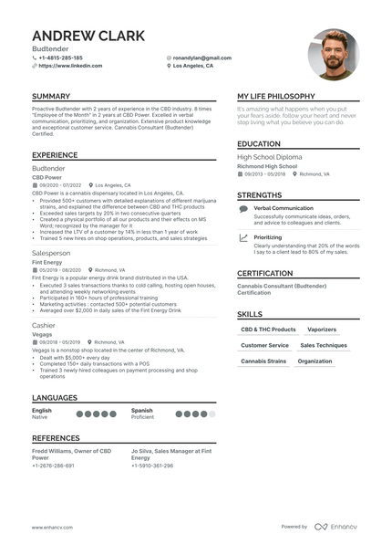 5 Budtender Resume Examples & Guide for 2024