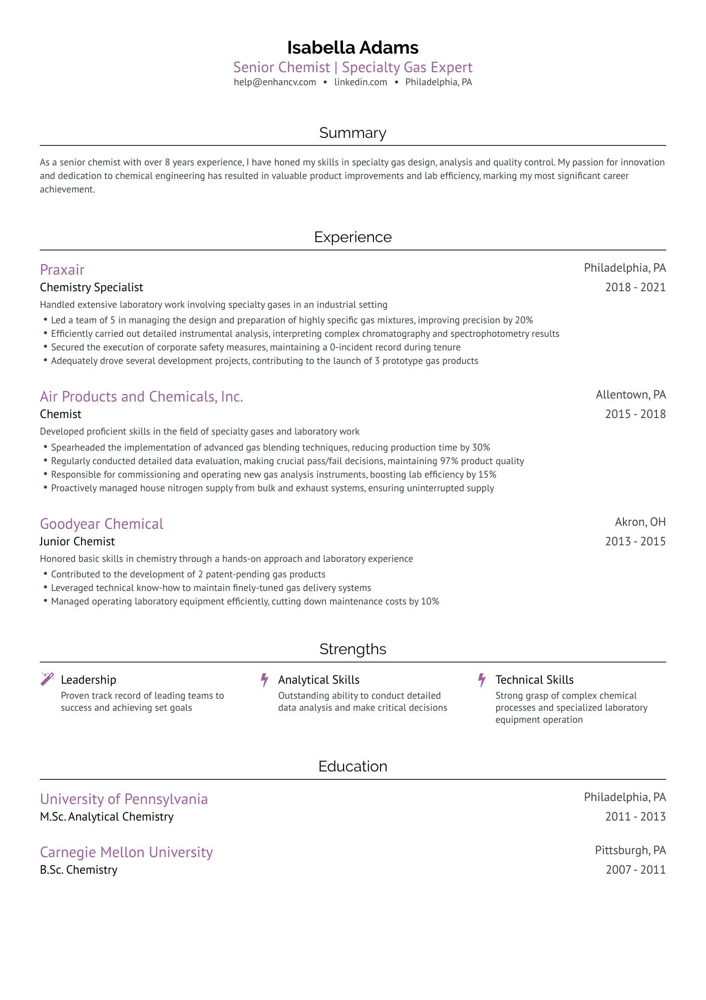 5 Chemist Resume Examples & Guide for 2024