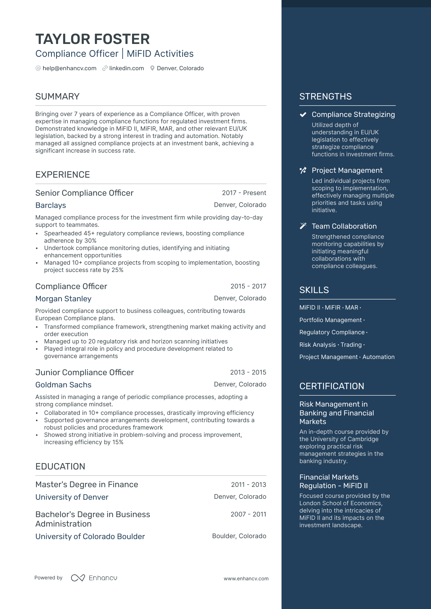 5 Compliance Officer Resume Examples & Guide for 2024