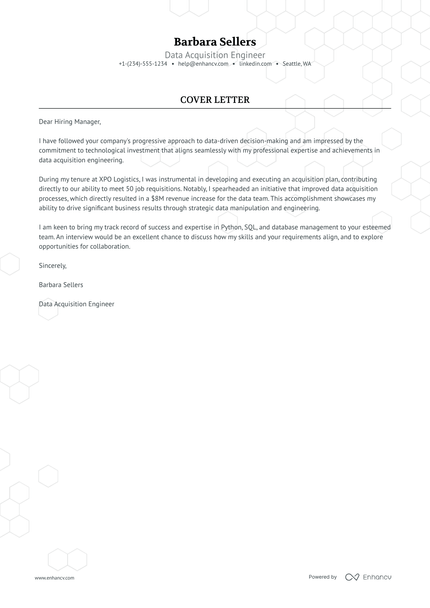 21 Professional Data Engineer Cover Letter Examples and Template for ...