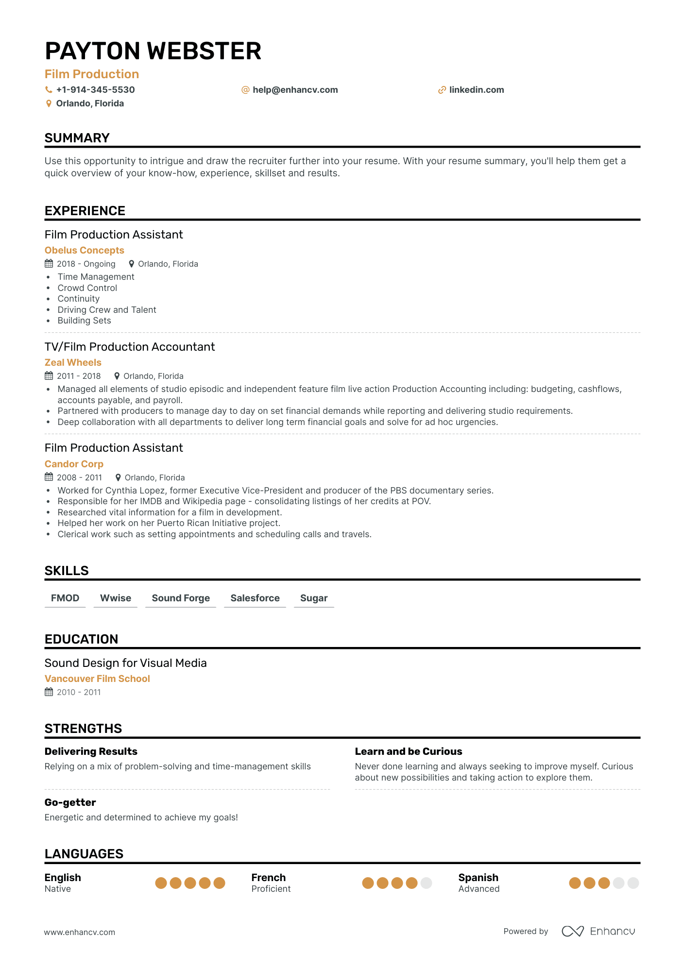 5 Film Production Resume Examples & Guide for 2023