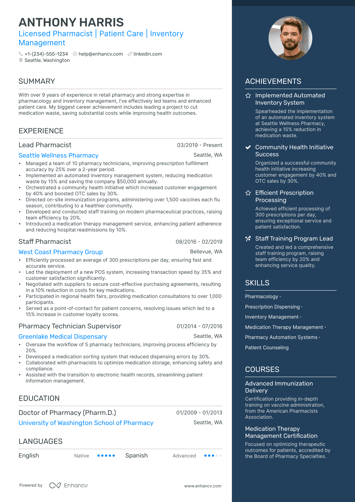 5 Staff Pharmacist Resume Examples & Guide for 2024