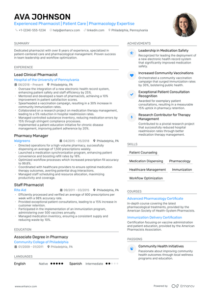 5 CVS Pharmacist Resume Examples & Guide for 2024
