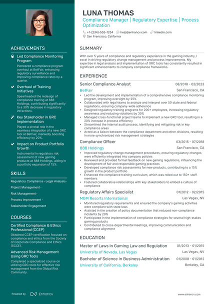 3 Compliance Manager Resume Examples & Guide for 2024