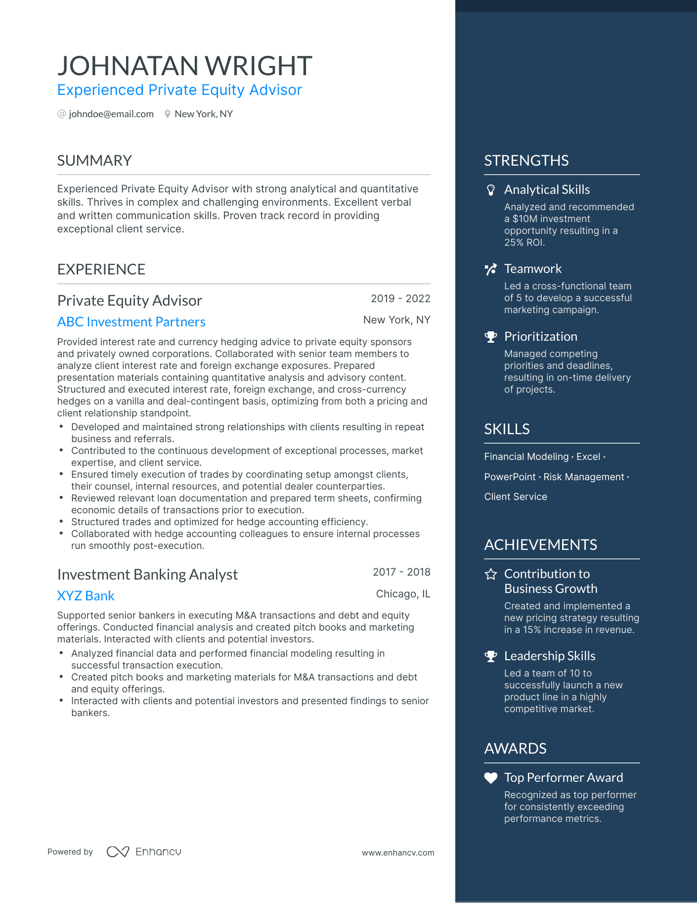 5 Private Equity Resume Examples & Guide for 2023