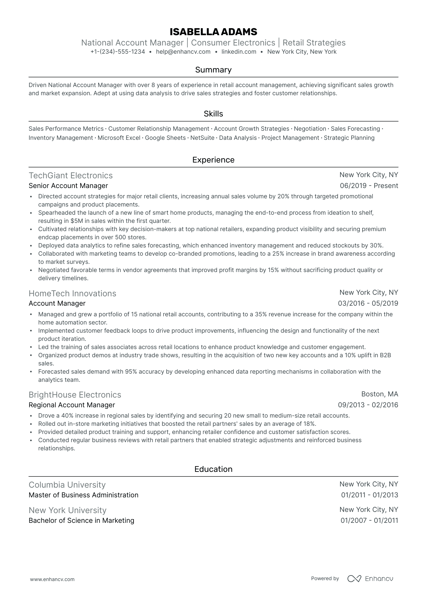 5 National Account Manager Resume Examples & Guide for 2024