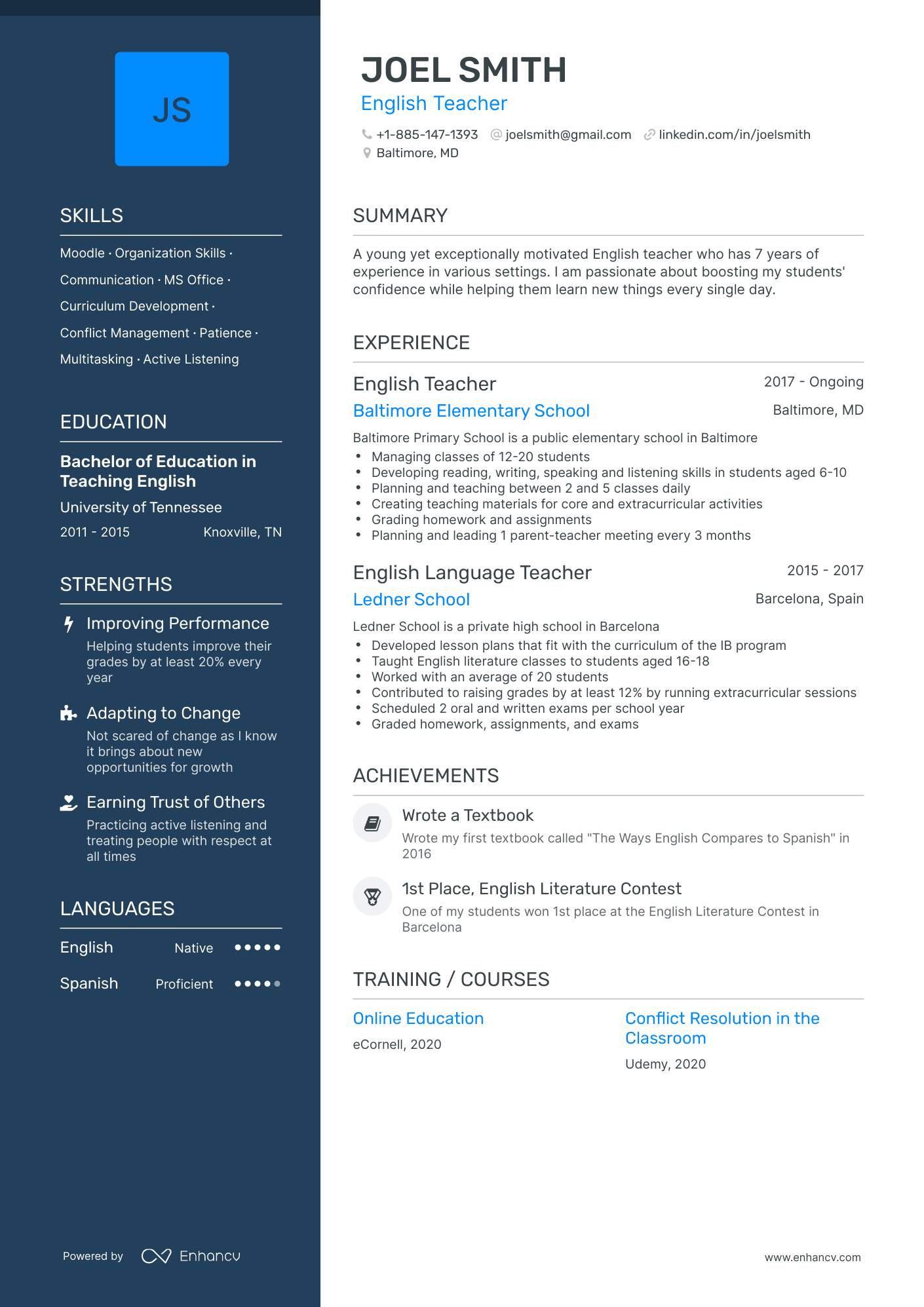 5 English Teacher Resume Examples & Guide for 2024