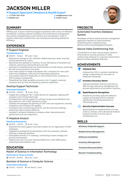 7 IT Support Resume Examples - December 2024