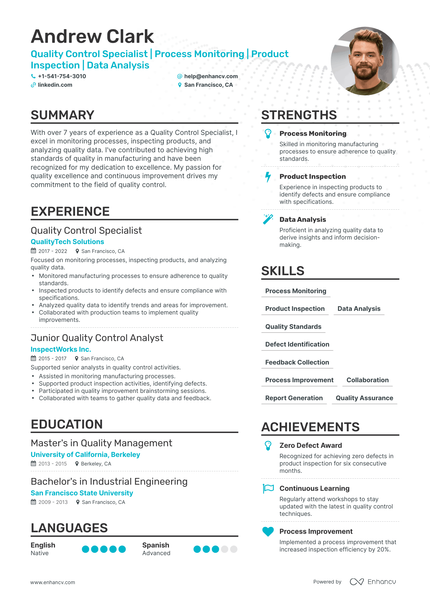 6 Quality Control Resume Examples & Guide for 2023