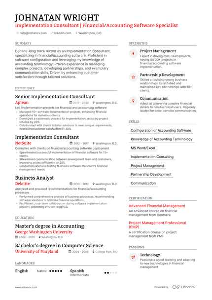 5 Implementation Consultant Resume Examples & Guide for 2024