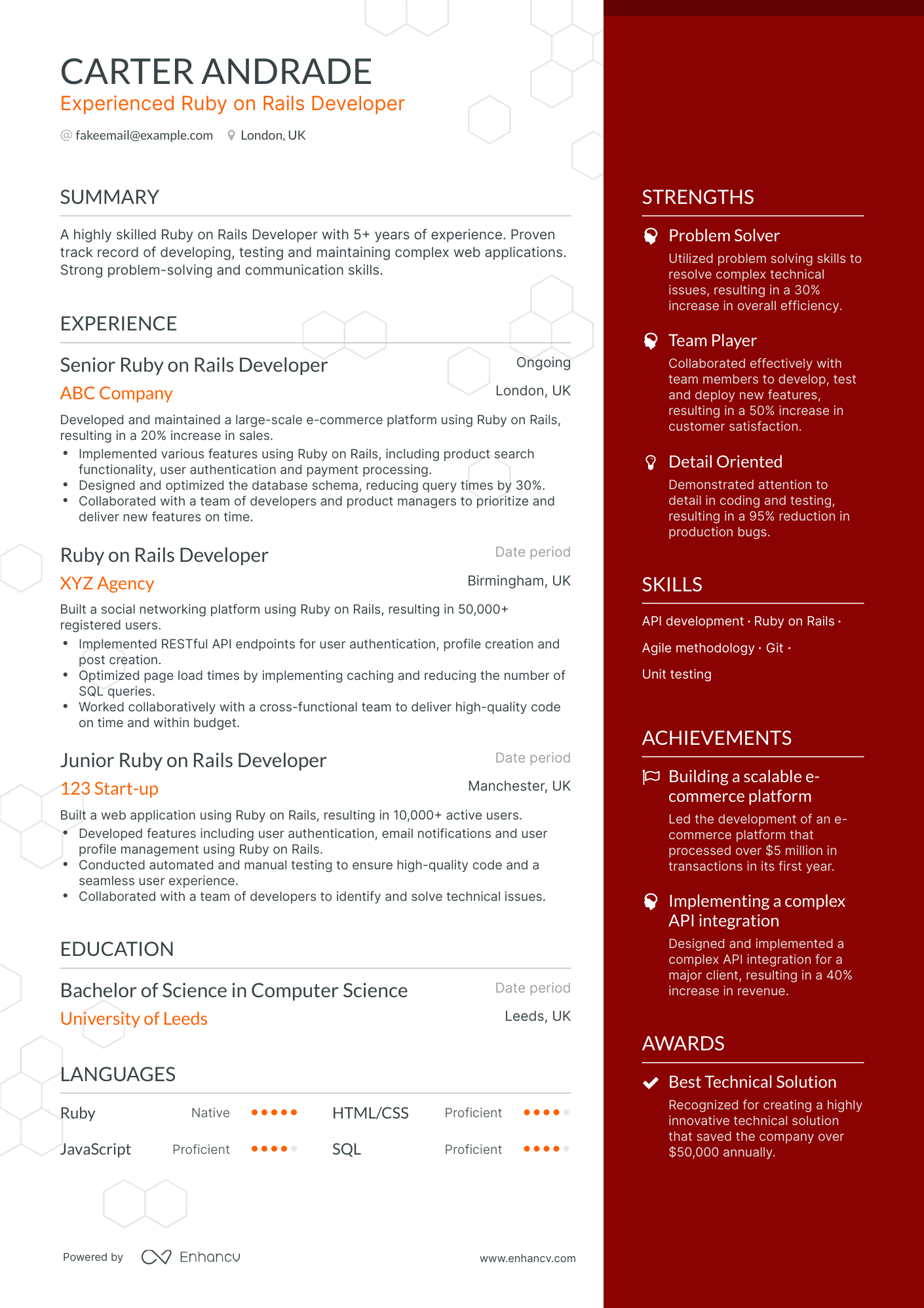 5 Ruby On Rails Developer Resume Examples & Guide for 2024