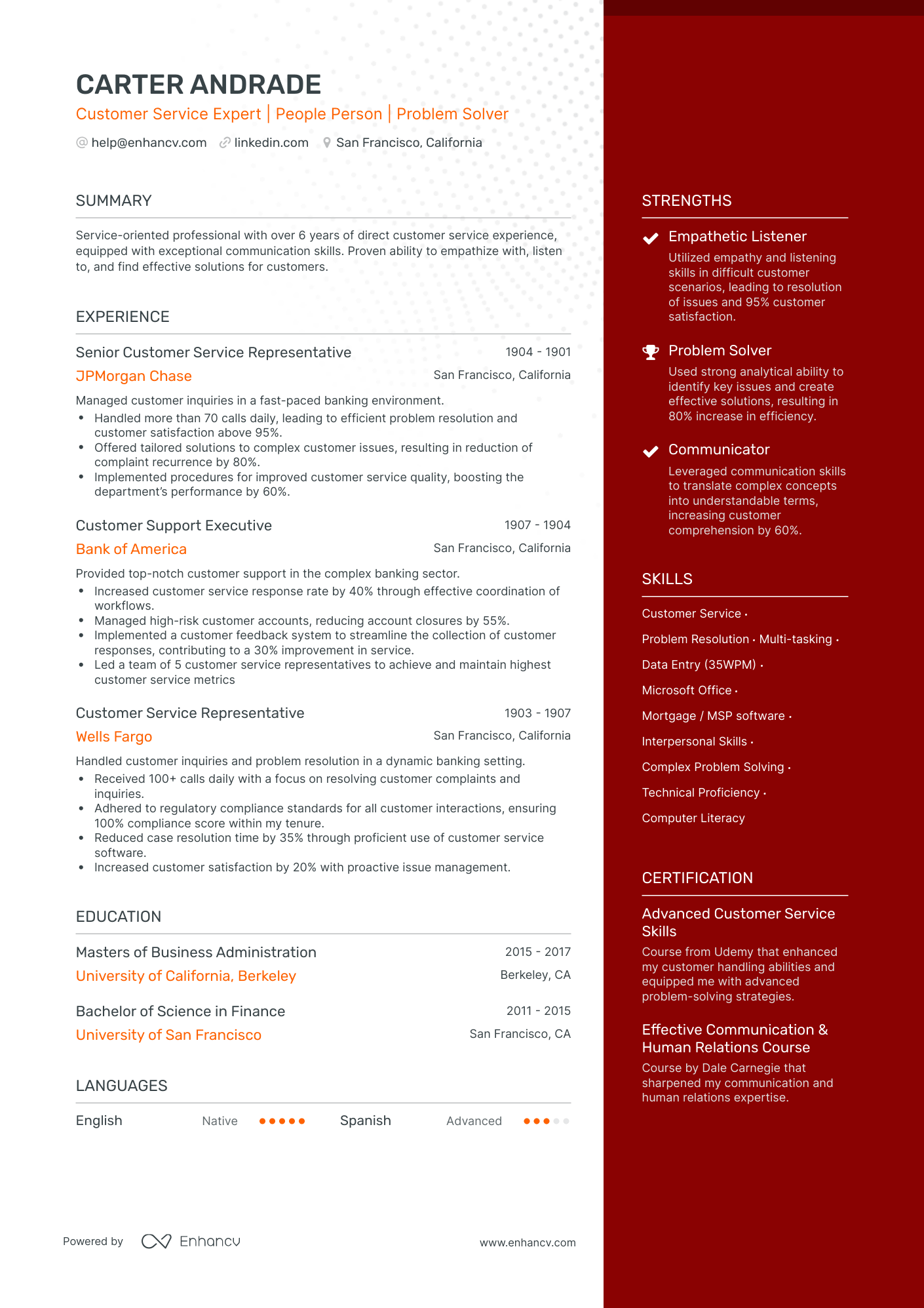 5 Customer Service Specialist Resume Examples & Guide for 2024