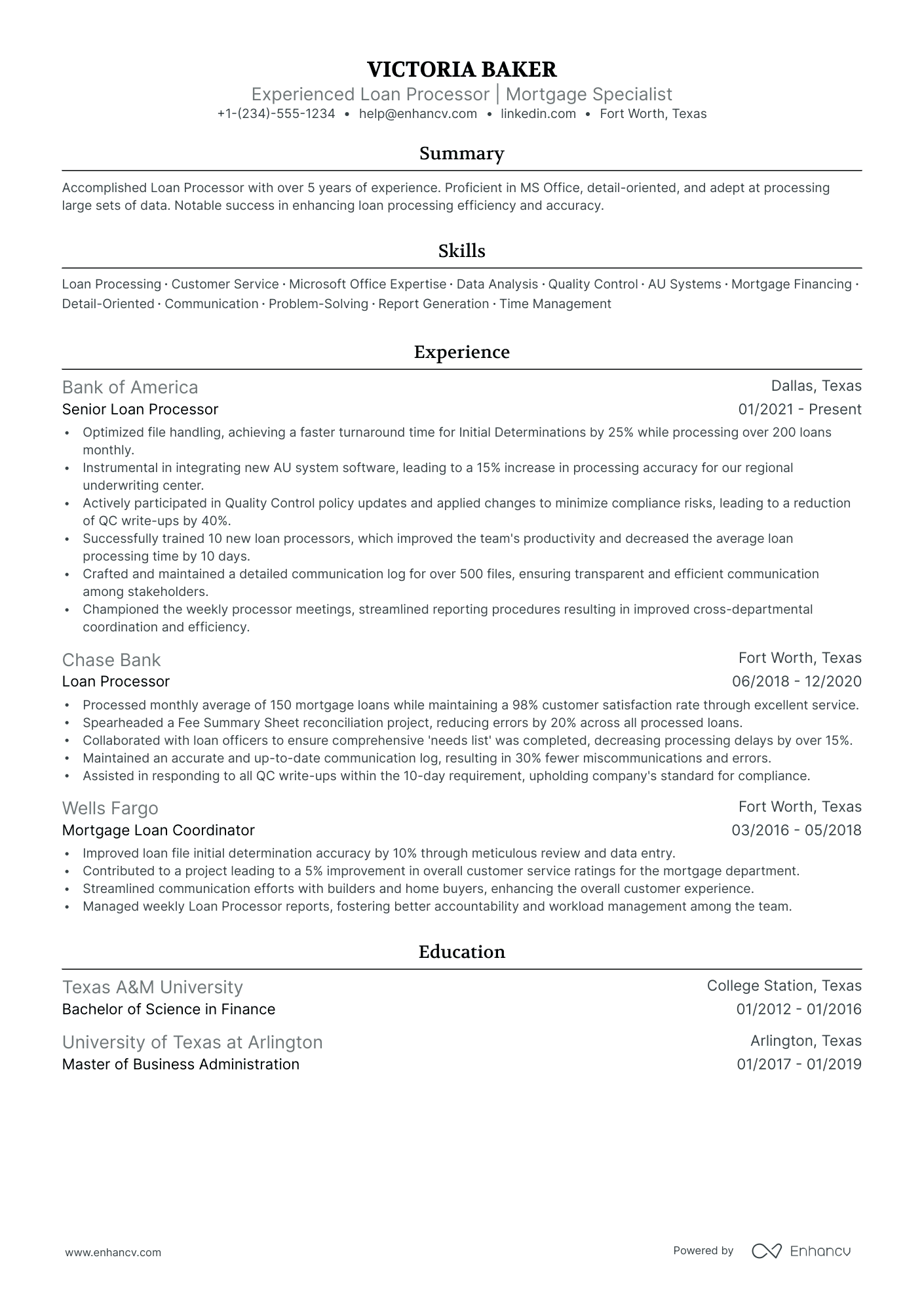 5 Loan Processor Resume Examples & Guide for 2024