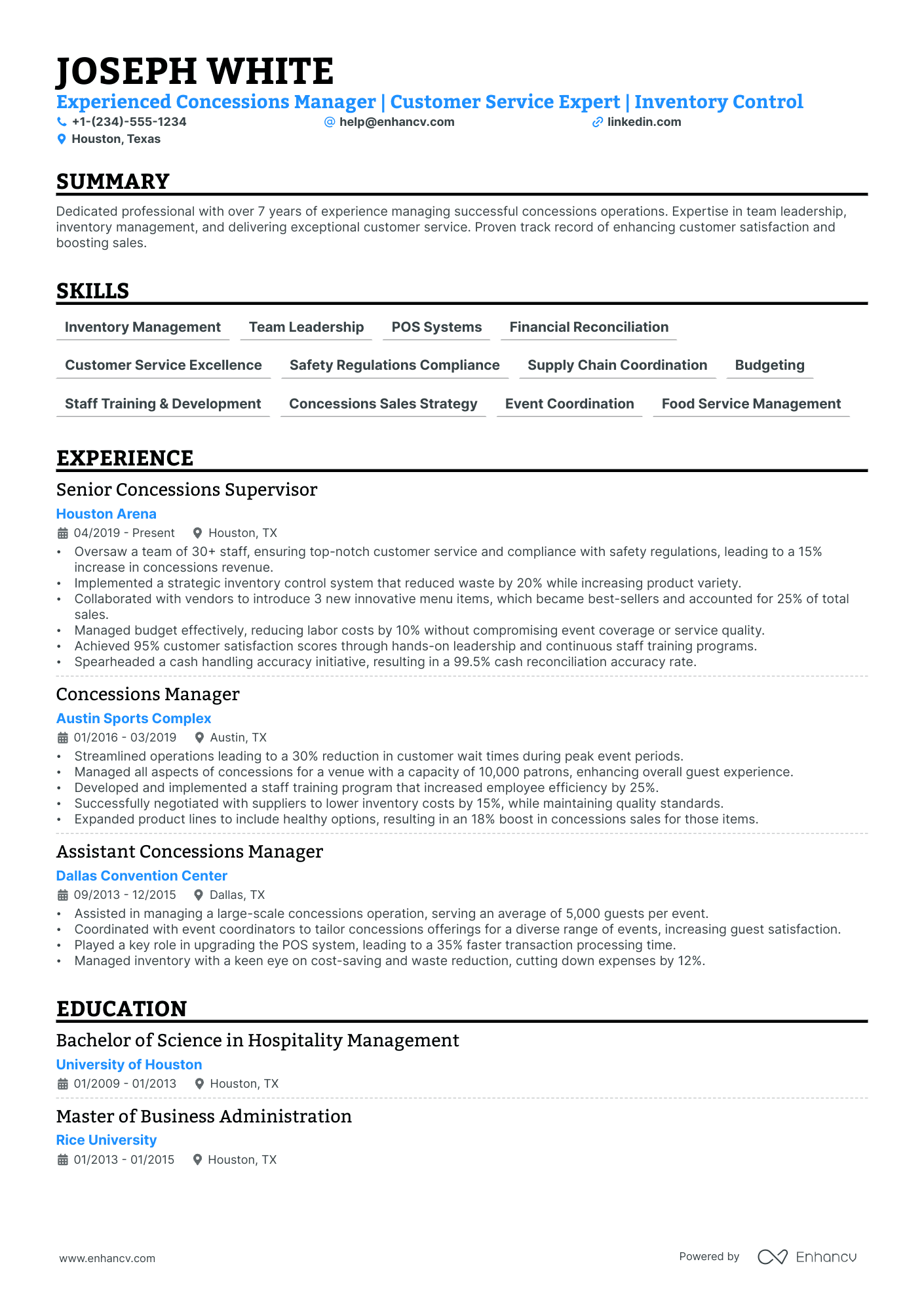 5 Venue Manager Resume Examples & Guide for 2024