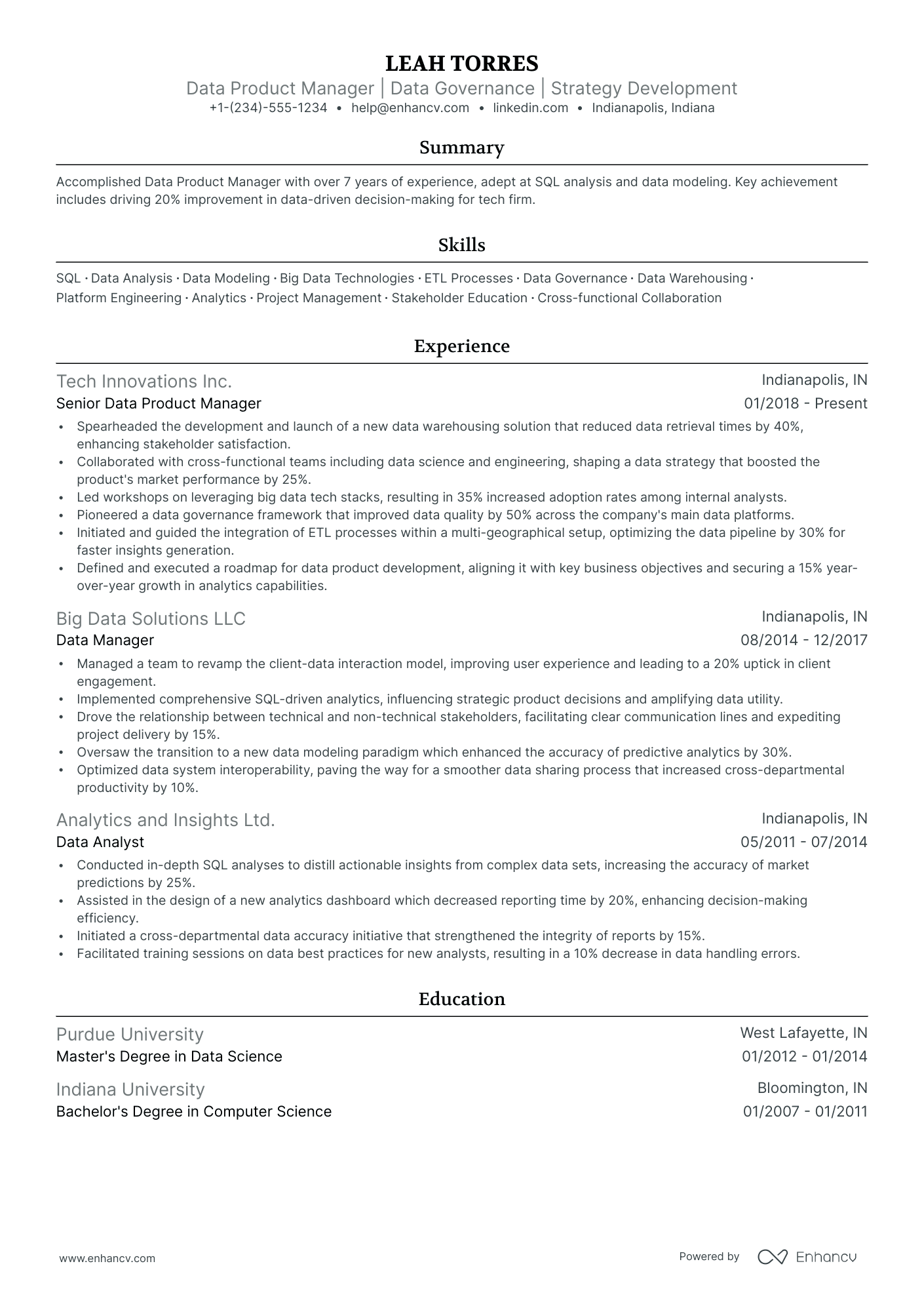 5 Data Product Manager Resume Examples & Guide for 2024