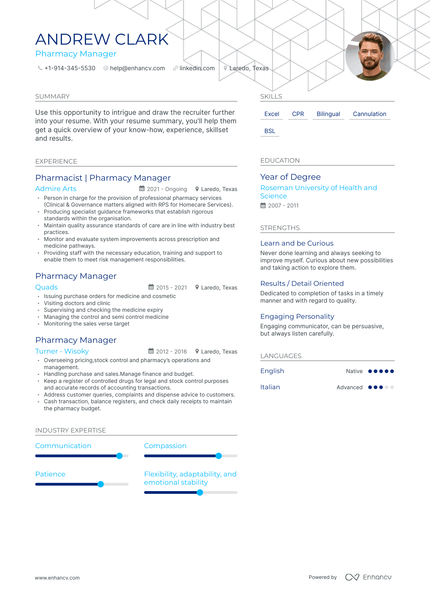 Pharmacy Manager Resume Examples & Guide for 2023 (Layout, Skills ...