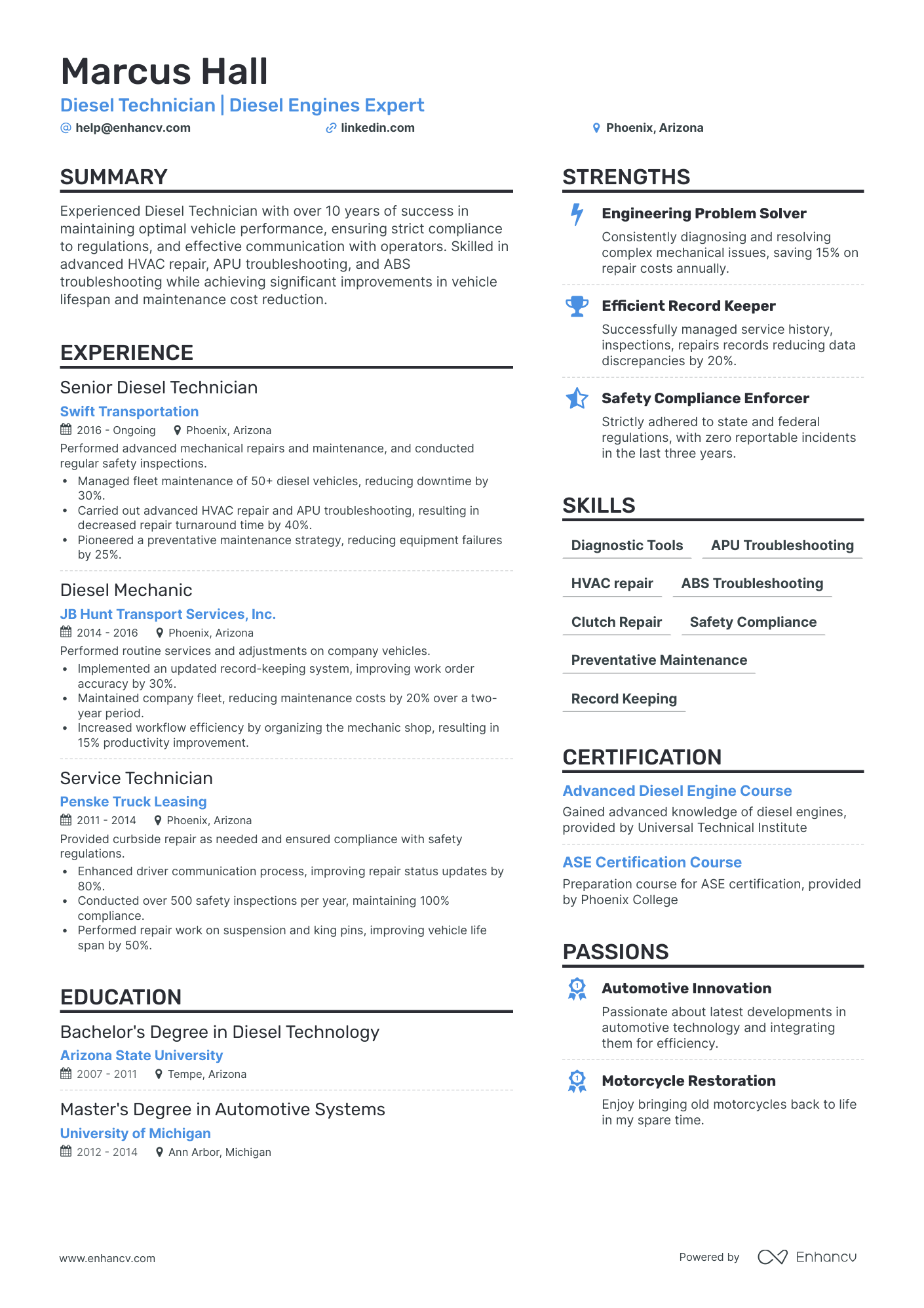 9 Mechanic Resume Examples & Guide for 2024