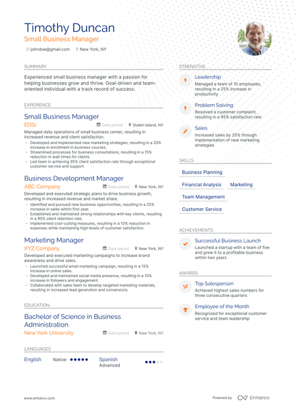 5 Small Business Manager Resume Examples & Guide for 2024