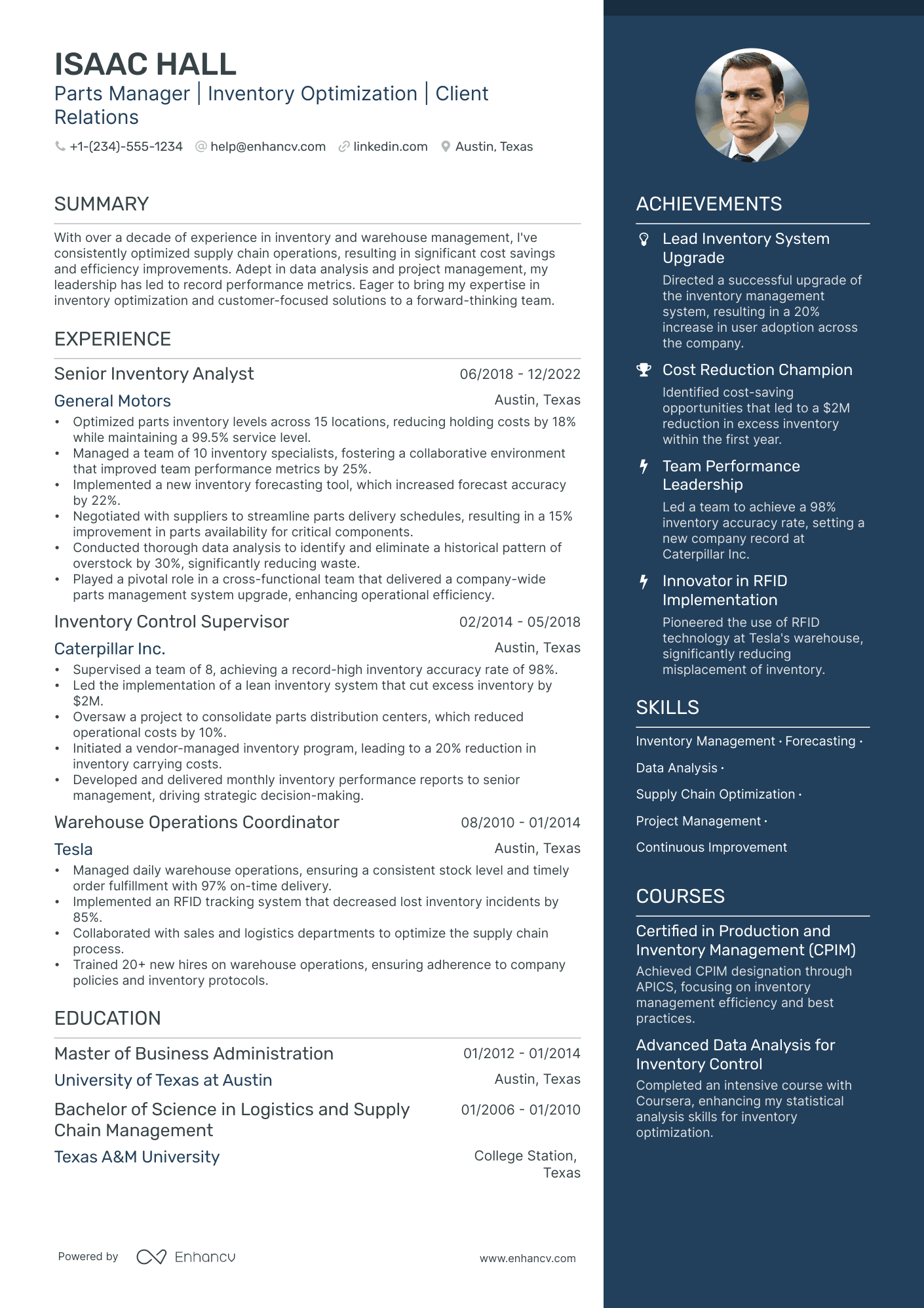 5 Parts Manager Resume Examples & Guide for 2024