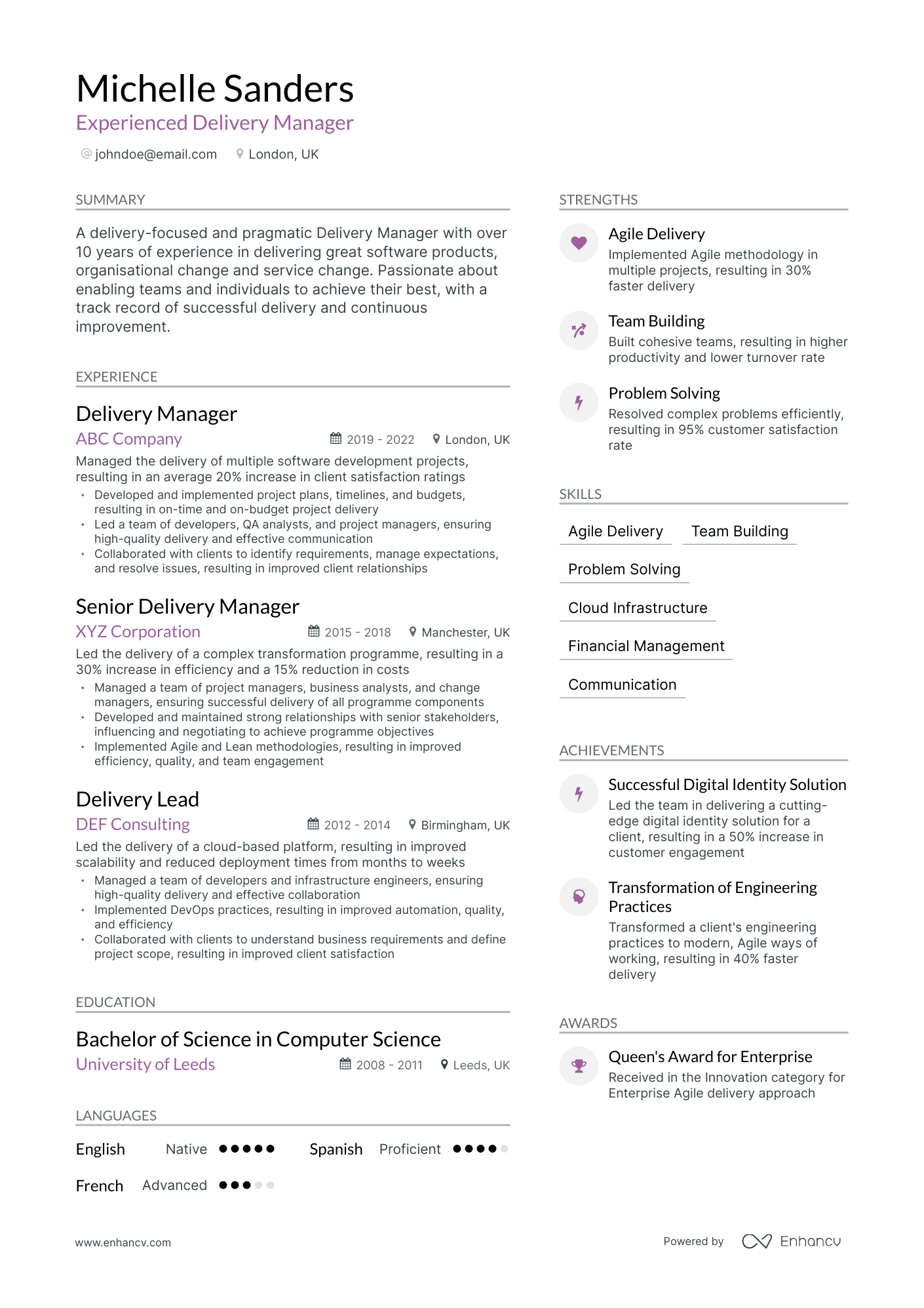 5 Delivery Manager Resume Examples & Guide for 2024