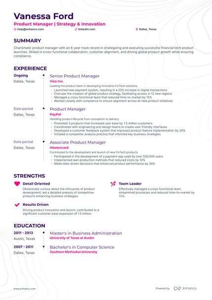 5 Senior Product Manager Resume Examples & Guide for 2024