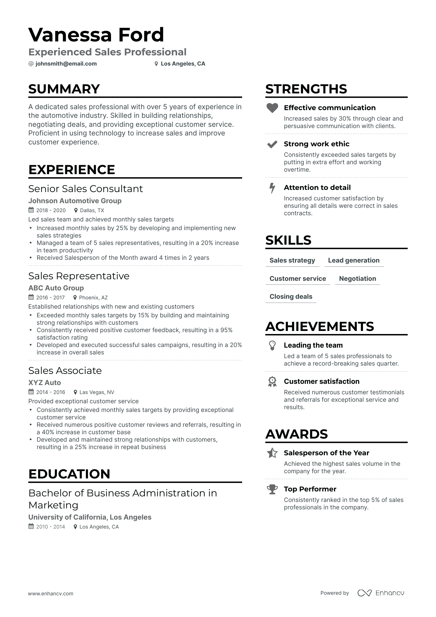 5 Sales Professional Resume Examples & Guide for 2024