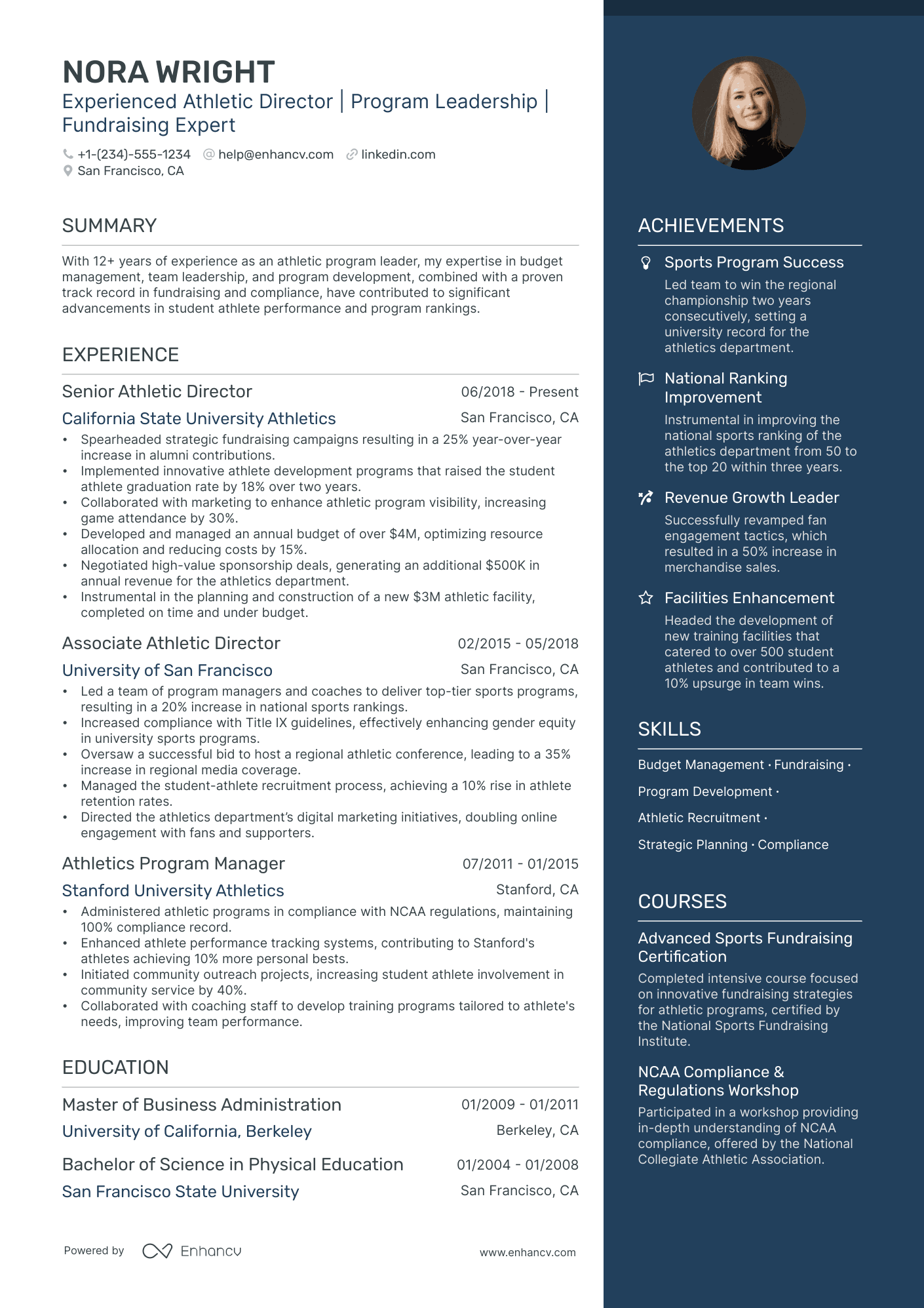 5 Athletic Director Resume Examples & Guide for 2024