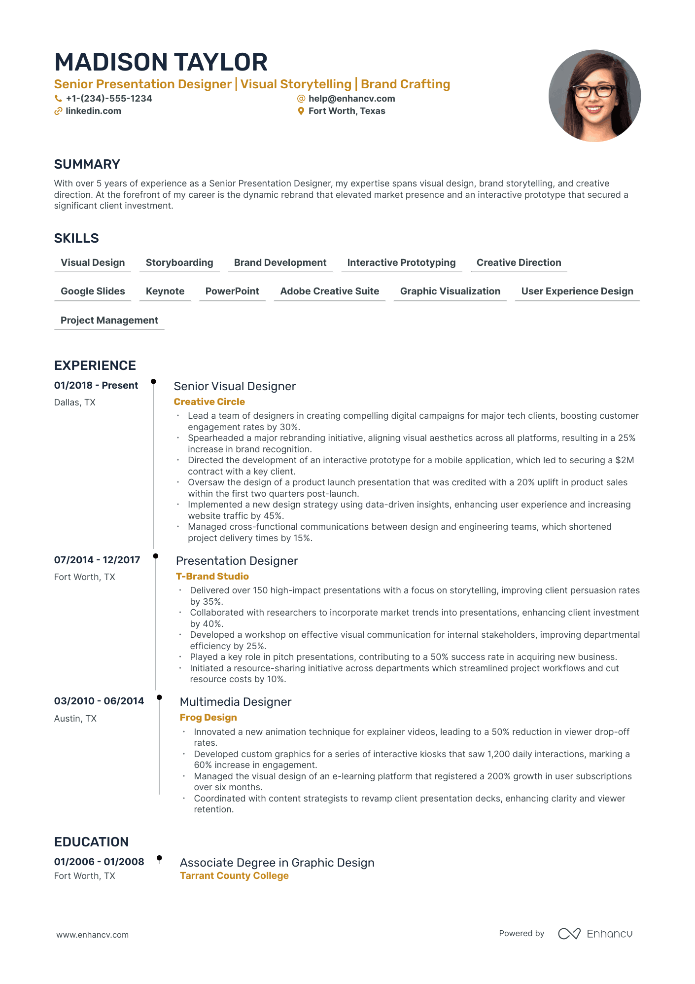 5 Presentation Designer Resume Examples & Guide for 2024