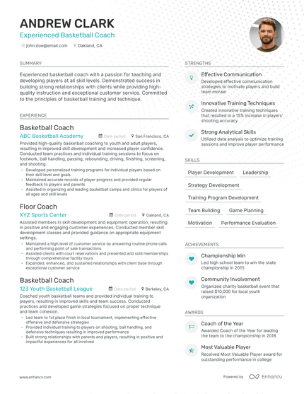 5 Basketball Coach Resume Examples & Guide for 2023