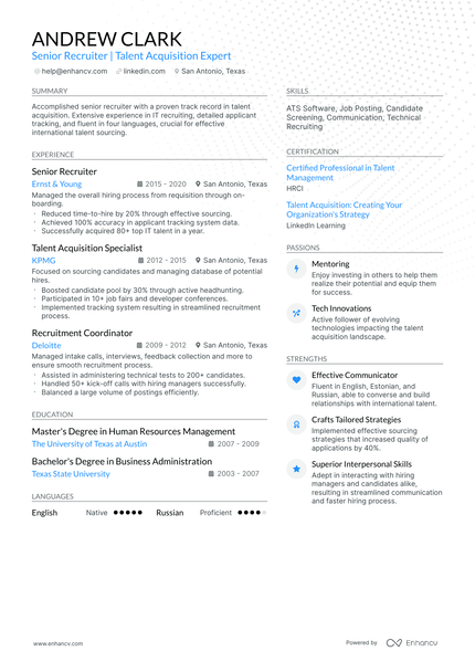 10 Senior Recruiter Resume Examples & Guide for 2025