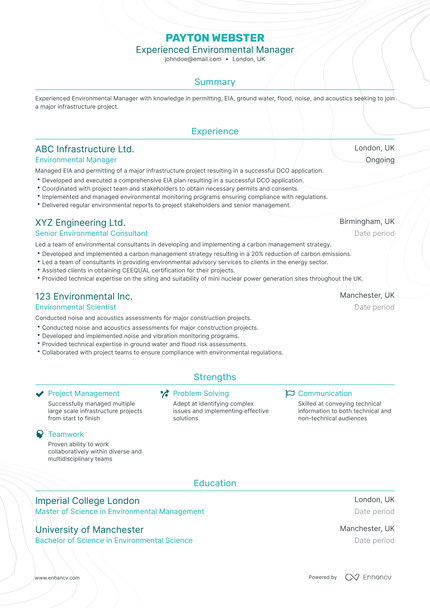 5 Environmental Manager Resume Examples & Guide for 2023