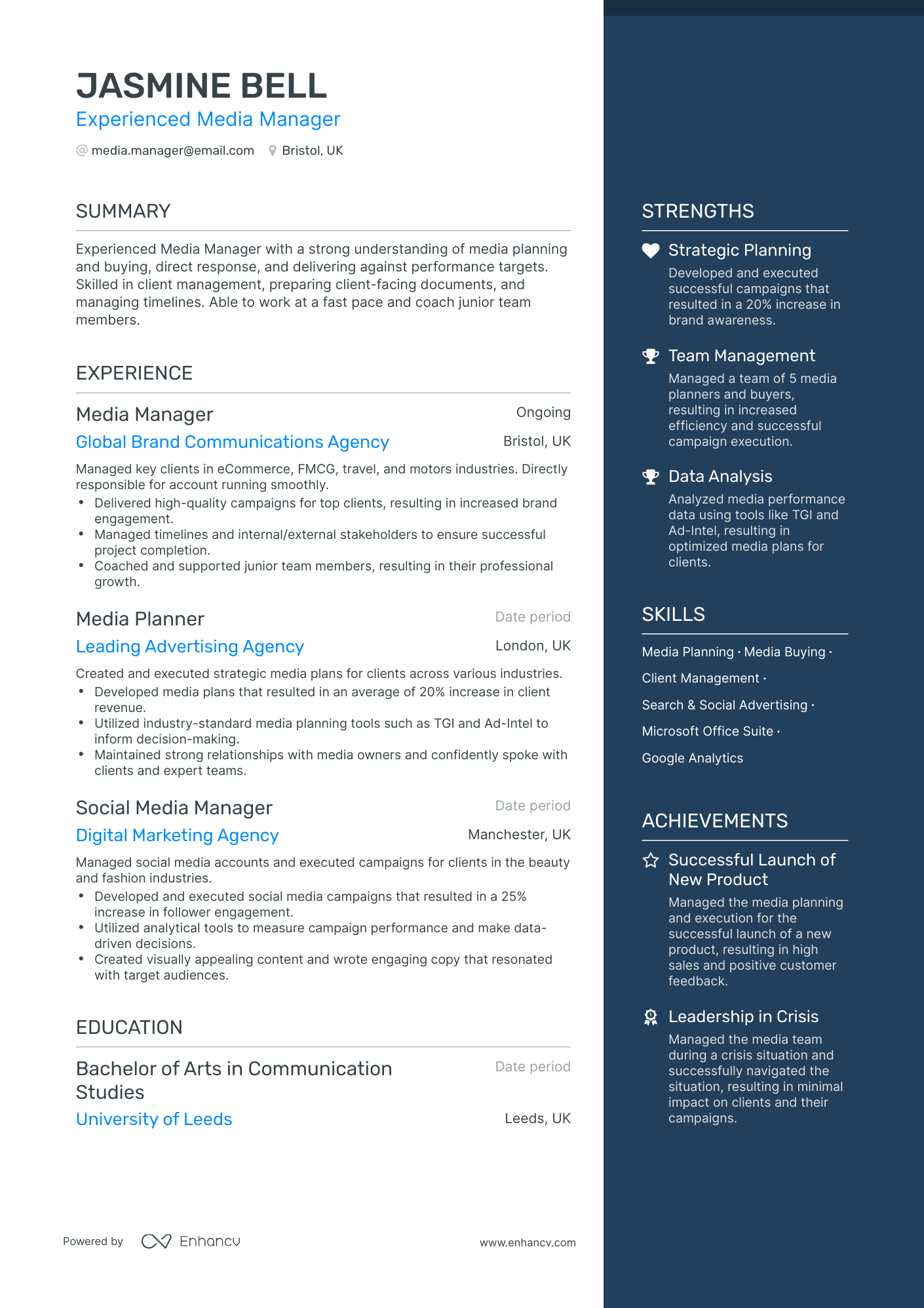 5 Media Manager Resume Examples & Guide for 2024