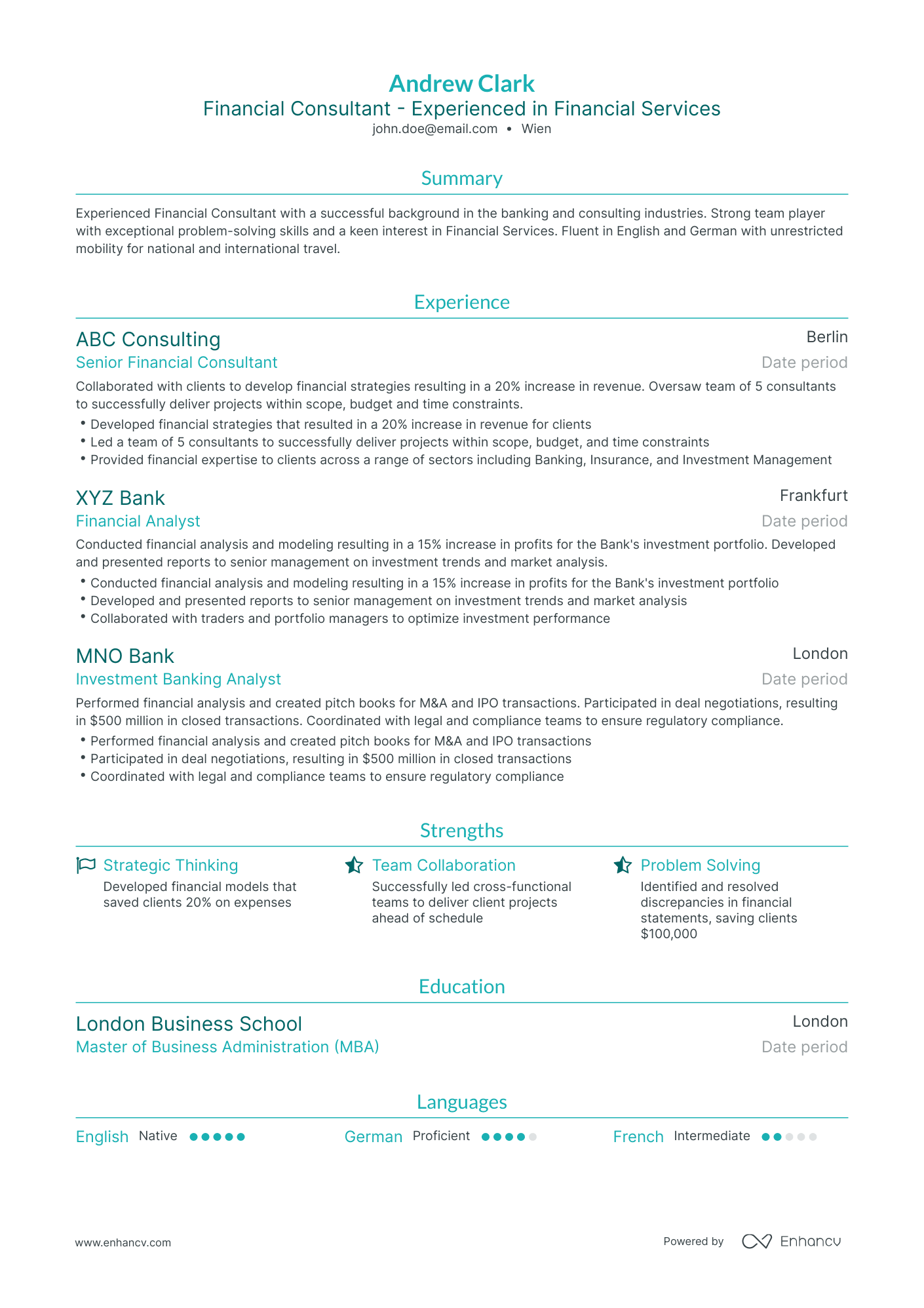 5 Financial Consultant Resume Examples & Guide for 2023